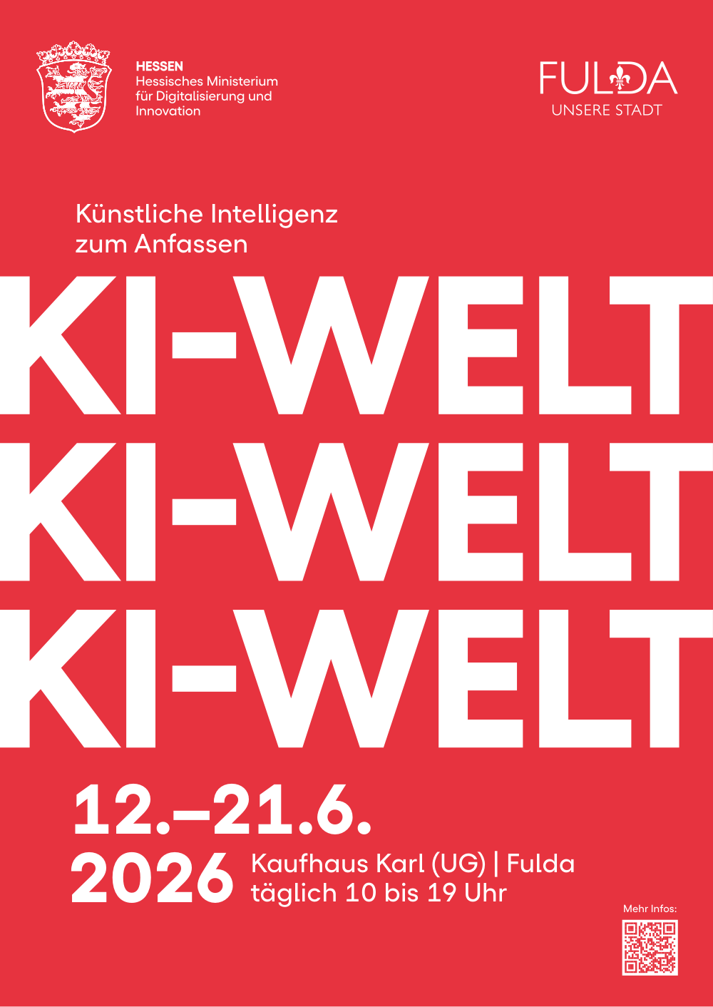 KI-WELT – Künstliche Intelligenz zum Anfassen. 12.–21. Juni 2026 in Fulda.